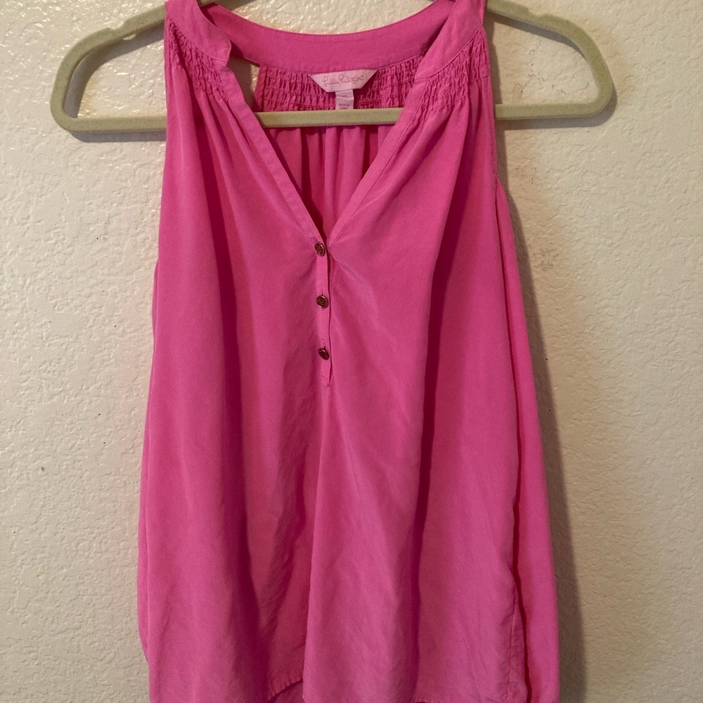 Lilly Pulitzer Pink Sleeveless Buttoned Tank Top